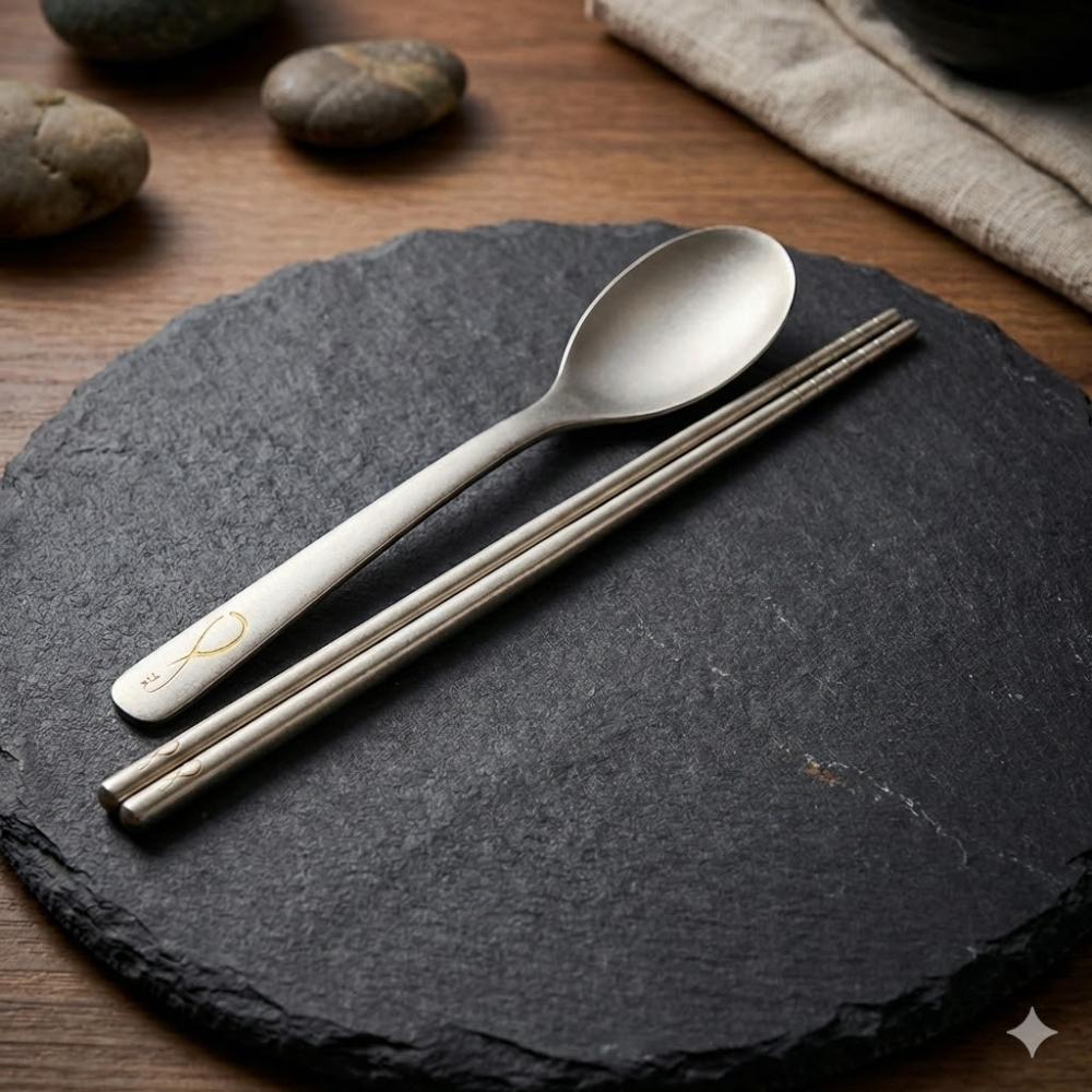 無住生心純鈦餐具組 (筷子+湯匙)